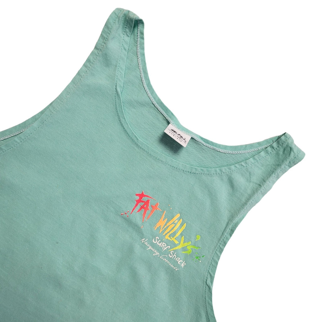 Fat Willy's Surf Turquoise Sleeveless Tank Top Vintage 90's Womens UK Size S
