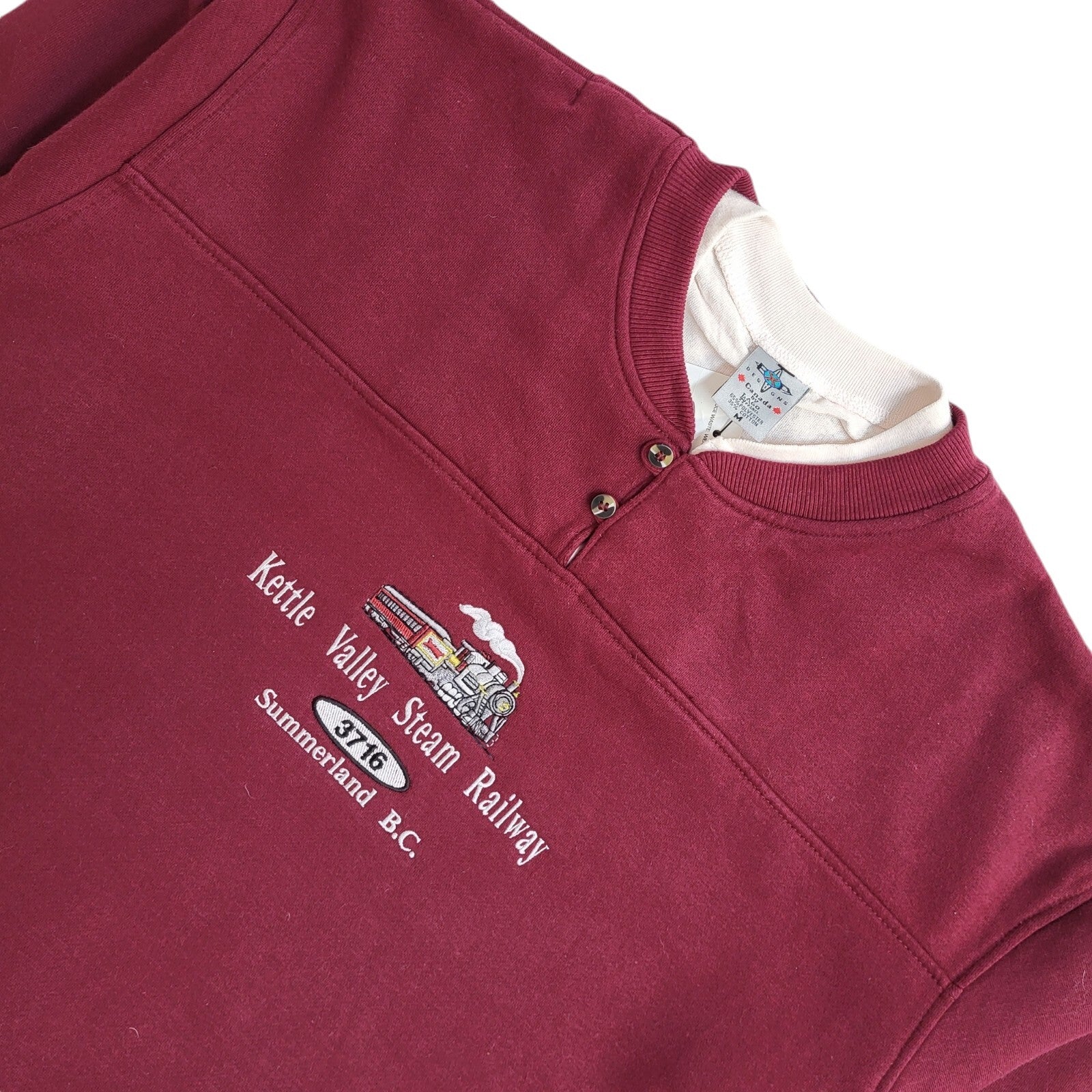 Canada Kettle Valley Steam Railway Burgundy 90s Sweatshirt BNWT UK Men's M