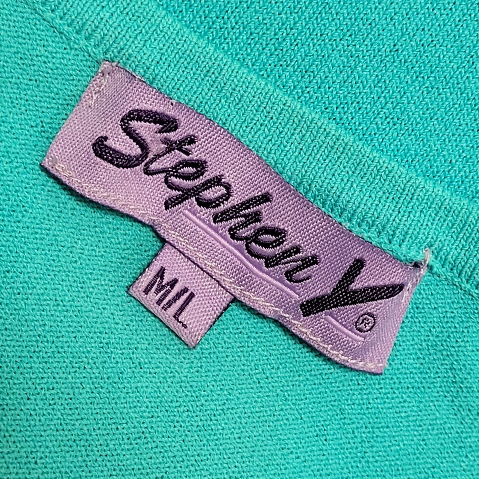 Stephen Y Vintage 80's Teal Jewelled Short Sleeve Jumper Womens UK M/L