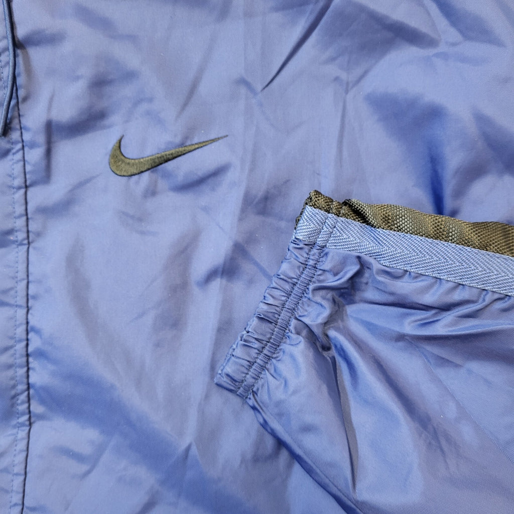 Nike 90s Vintage Blue Zip & Snap Hooded Windbreaker Jacket UK Men's Size XL