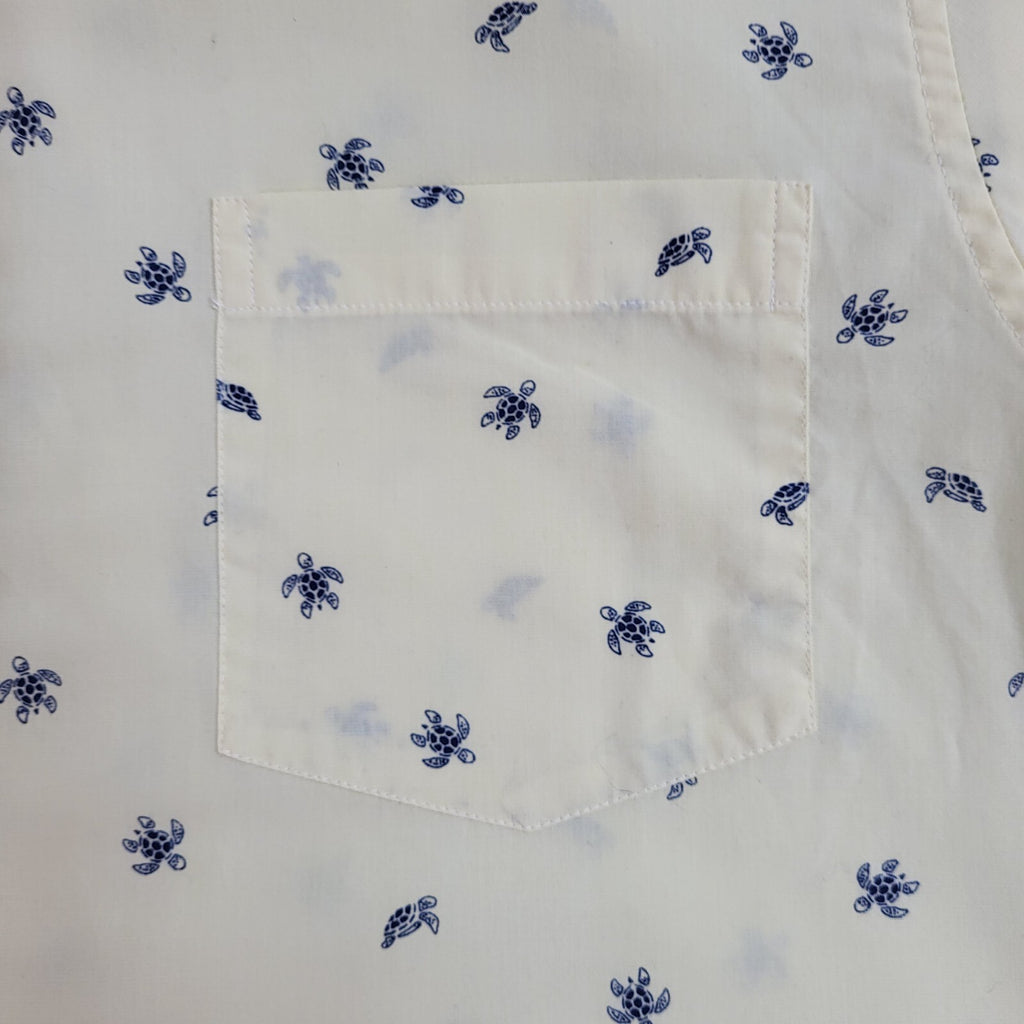 Chaps Yellow Modern Turtle Print Short Sleeve Shirt UK Men's Size XL