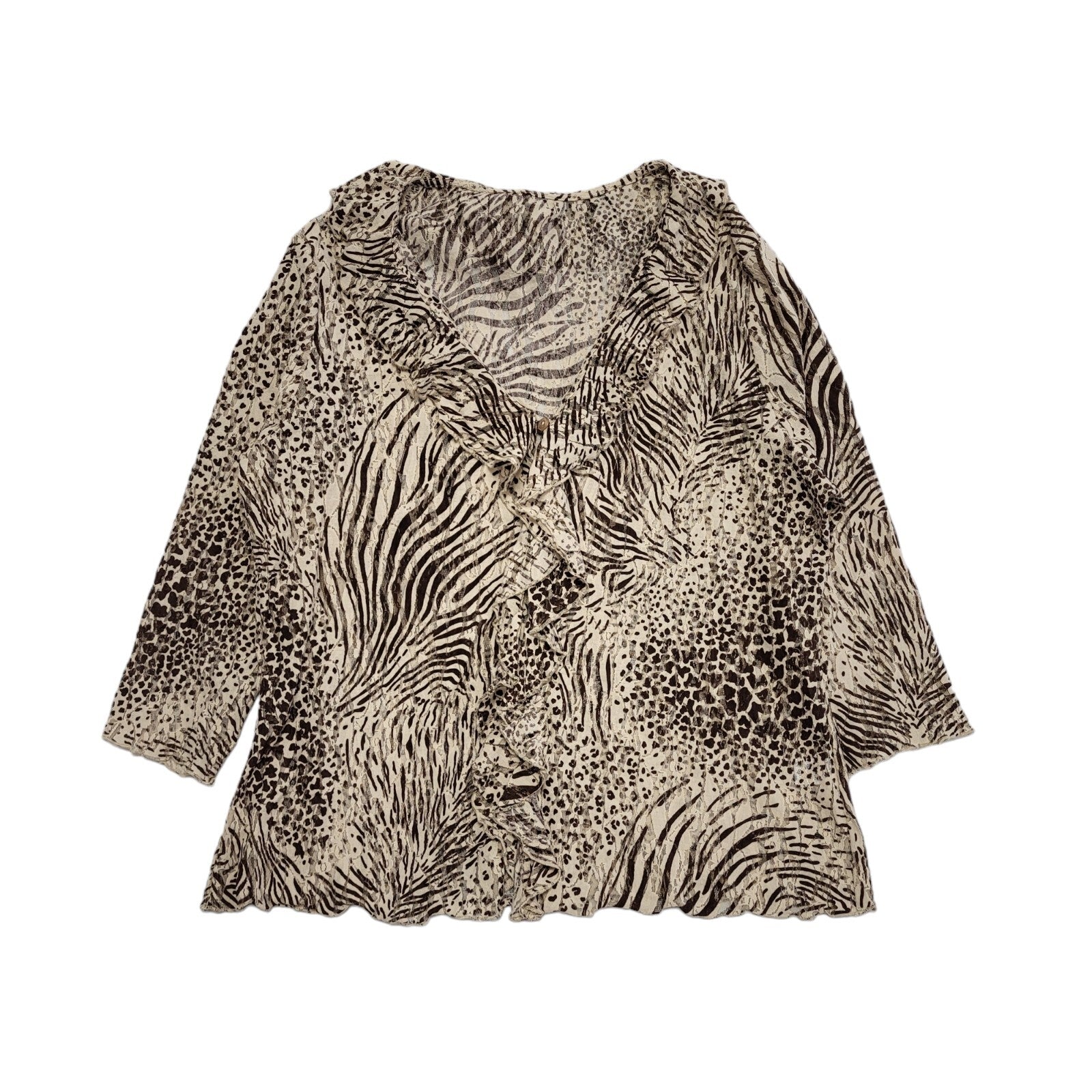 Berkertex Animal Print Button Up Blouse Womens UK 18