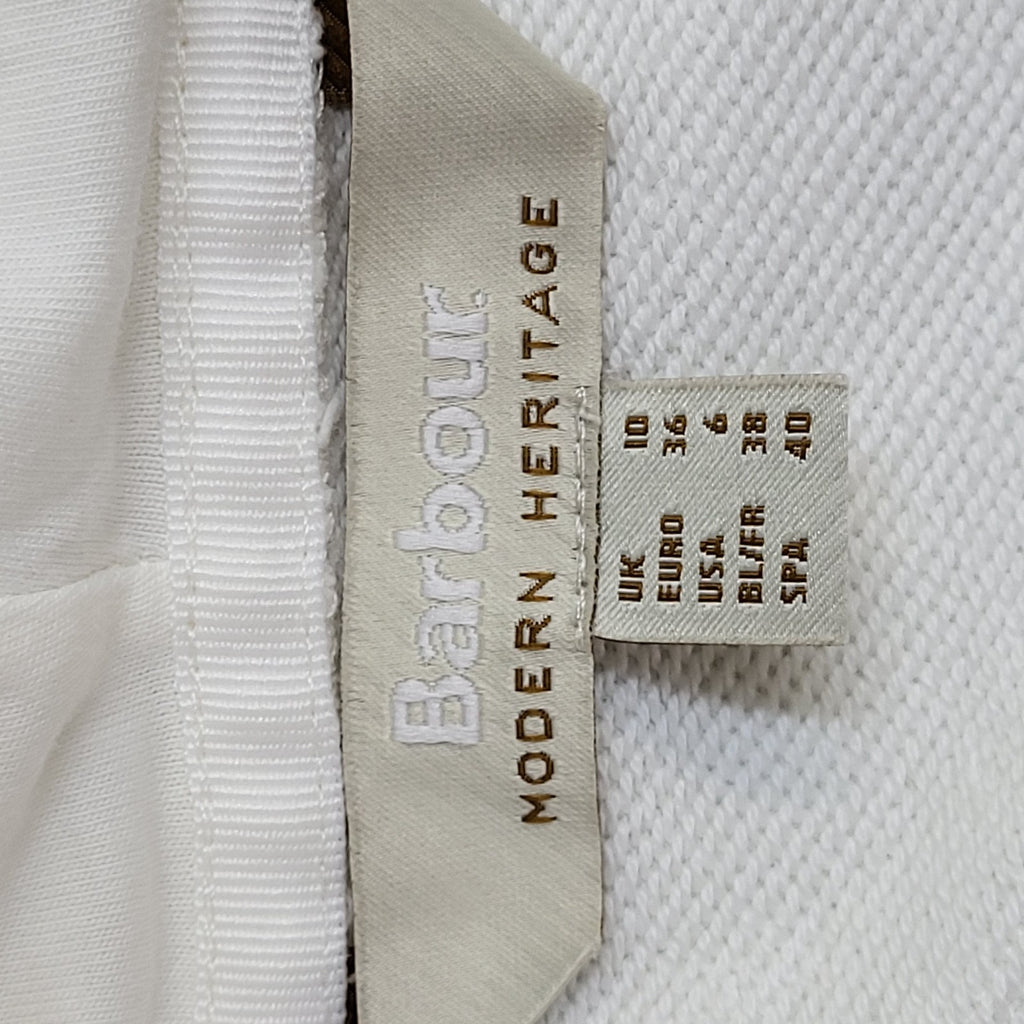 Barbour Sweatshirt Hoodie Heritage White Y2K Oversized UK Women's Size M 10