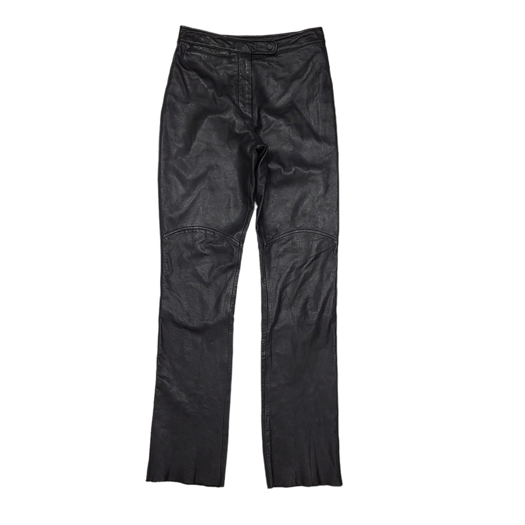 Wilsons Maxima 90s Straight Leg Black Leather Trousers Uk Women's 10 W28 L34