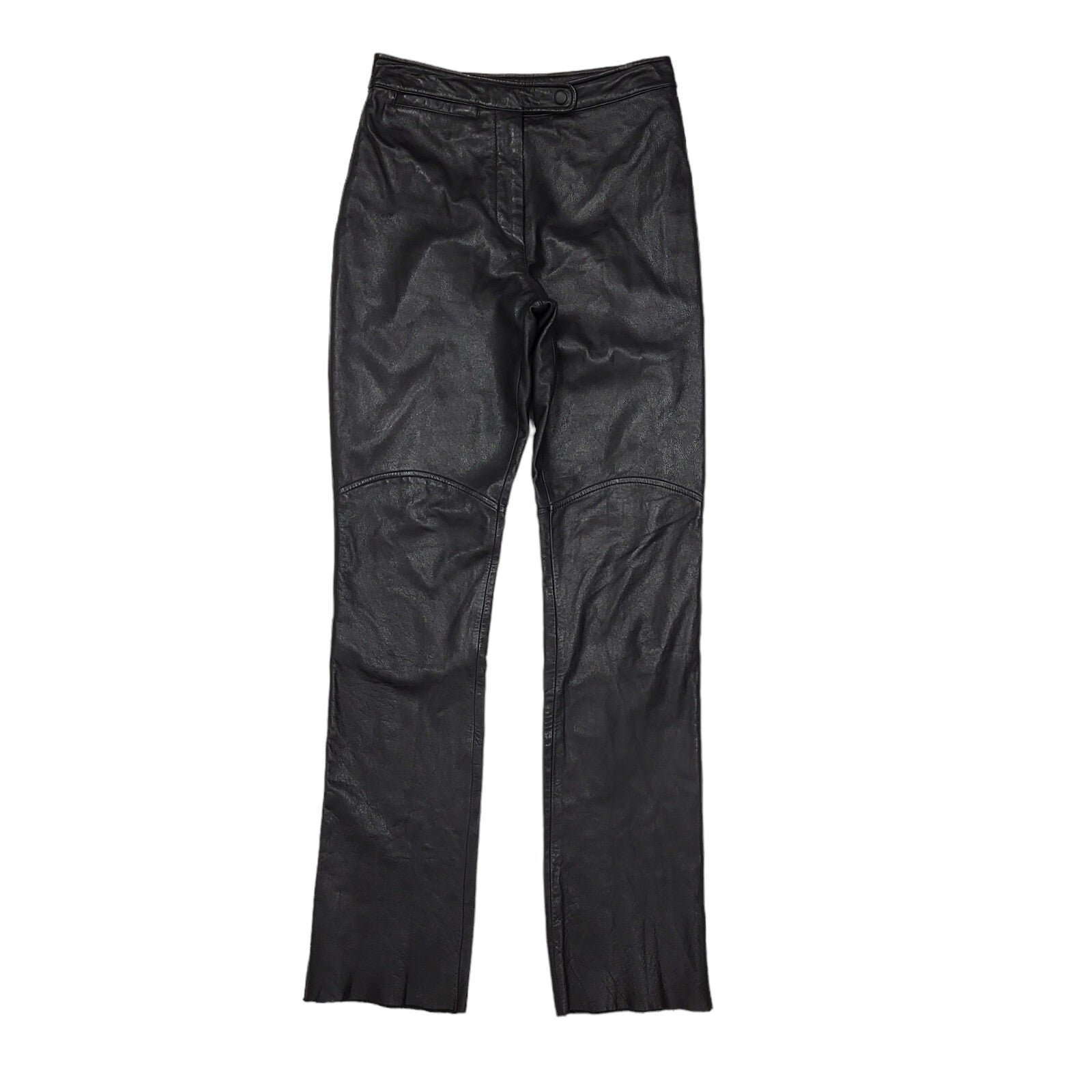 Wilsons Maxima 90s Straight Leg Black Leather Trousers Uk Women's 10 W28 L34