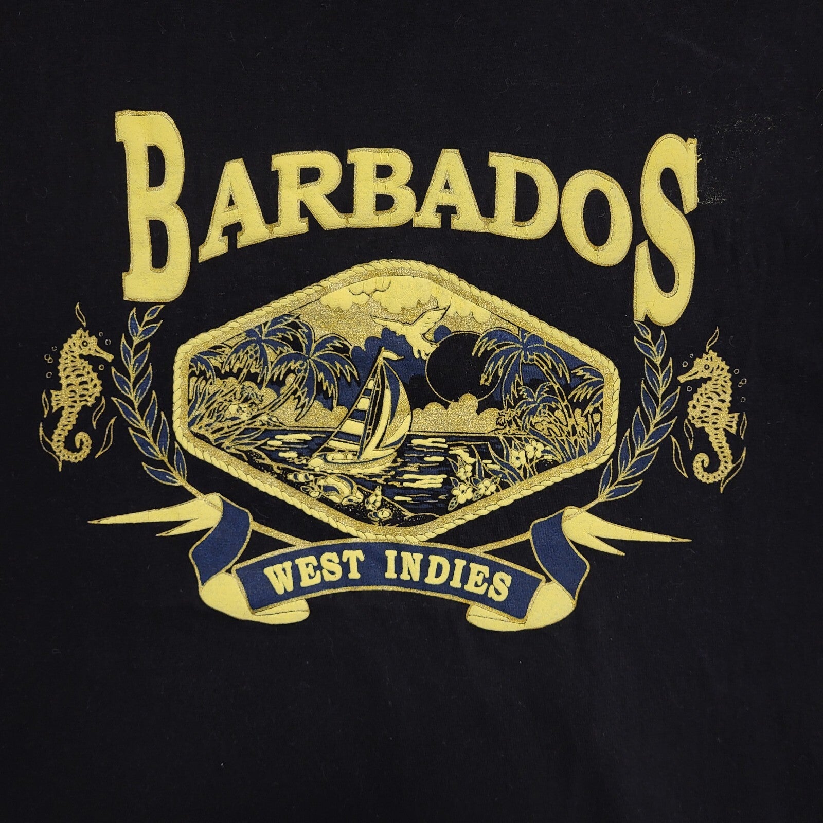 Caribbean Dream Vintage 90s Black Barbados Short Sleeve T-Shirt Mens Size XL