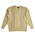 Gabicci Yellow Striped V-Neck Vintage 90's Jumper Men's UK M