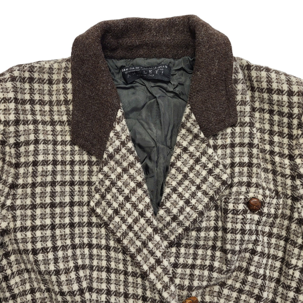 Amuleti Brown 80s Check Button Wool Jacket Uk Women's Size 14