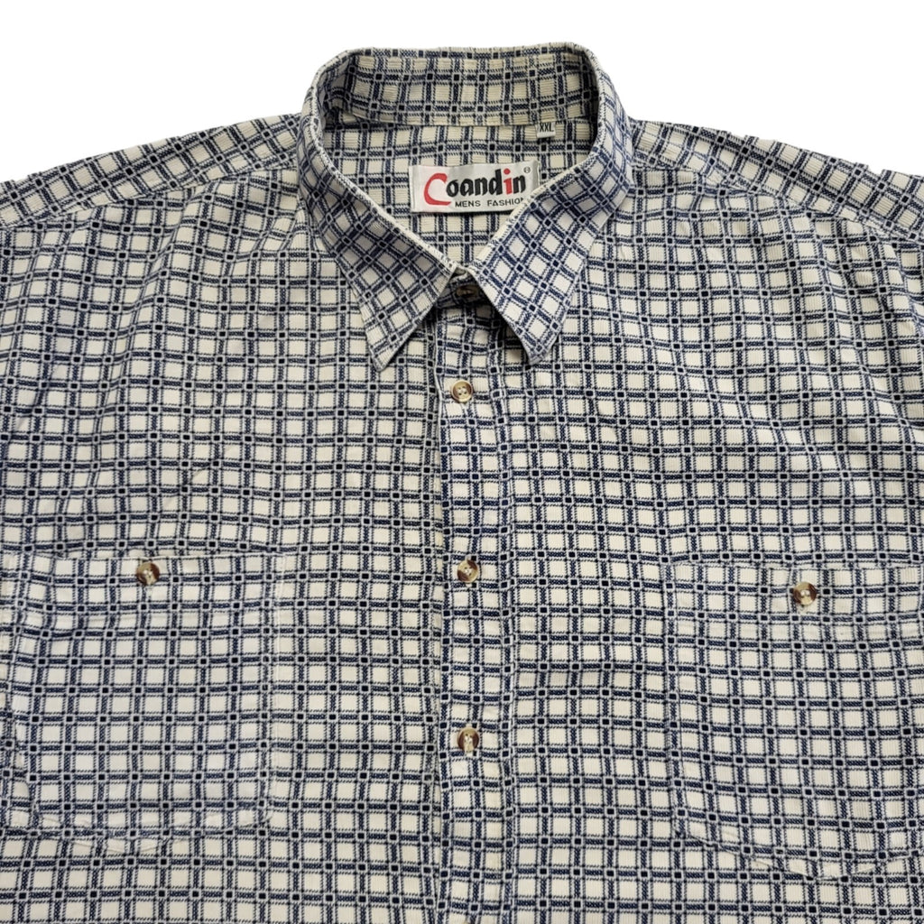 Coandin Vintage 80's Blue & White Checked Long Sleeve Shirt Mens UK Size XXL