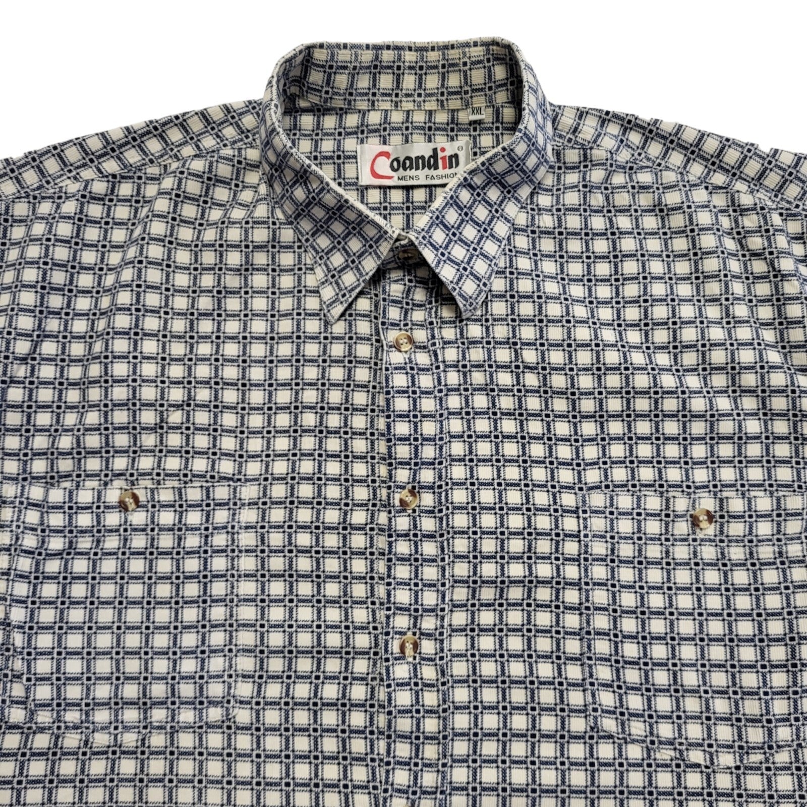 Coandin Vintage 80's Blue & White Checked Long Sleeve Shirt Mens UK Size XXL