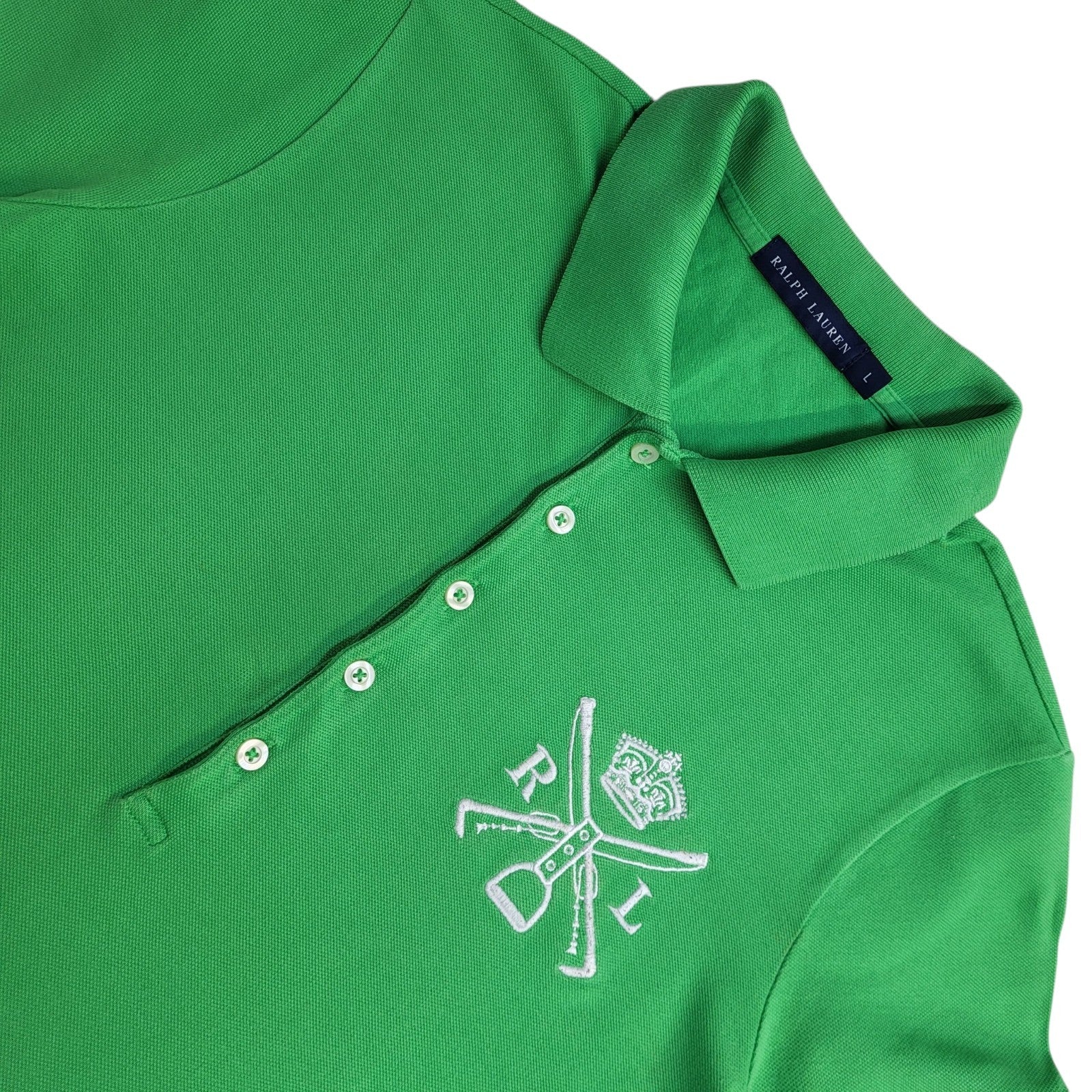 Ralph Lauren Polo Shirt Vintage Y2K Green Uk Women's Size L