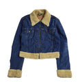 Levi's Denim Fleece Lined Jacket Y2k Blue Cropped UK Women's Size M