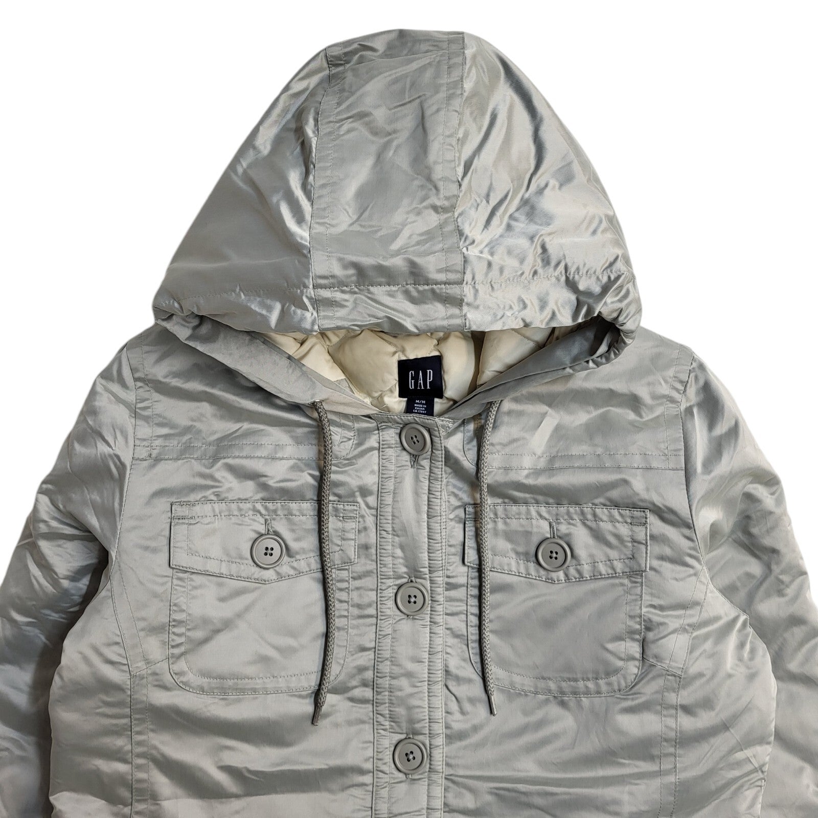 Gap Vintage Y2k Grey Hooded Jacket Uk Women's Size Medium