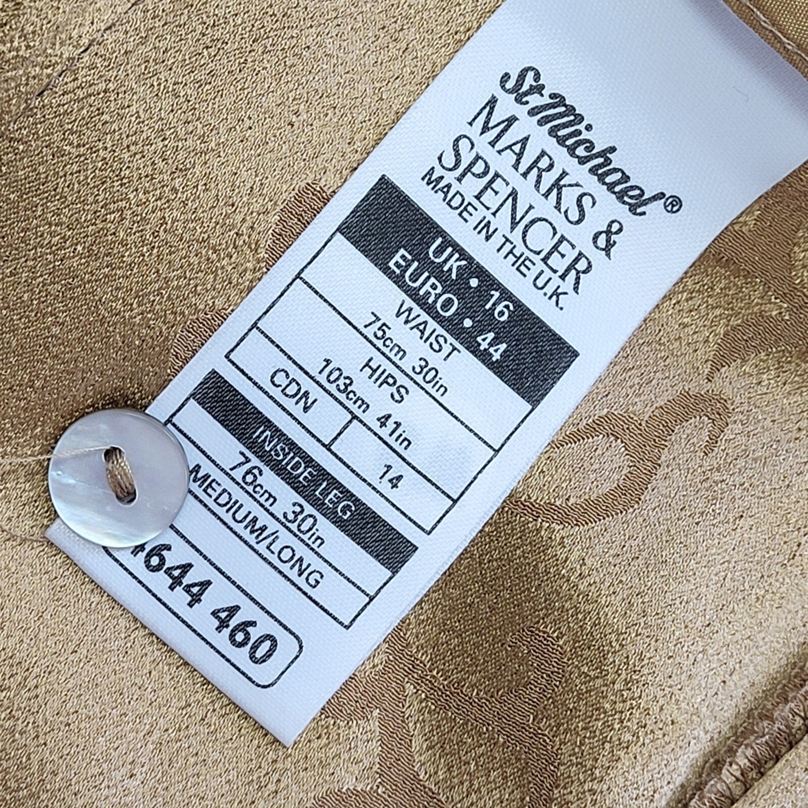 M&S Vintage 90's Brown Floral Straight Leg Trousers Womens Size 16 W30 L32