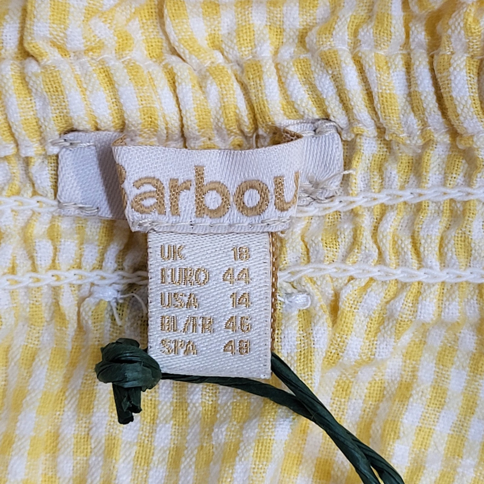 Barbour Abbey Dress Sunshine Yellow A-Line Check Midi Dress Women's Uk 18 BNWT