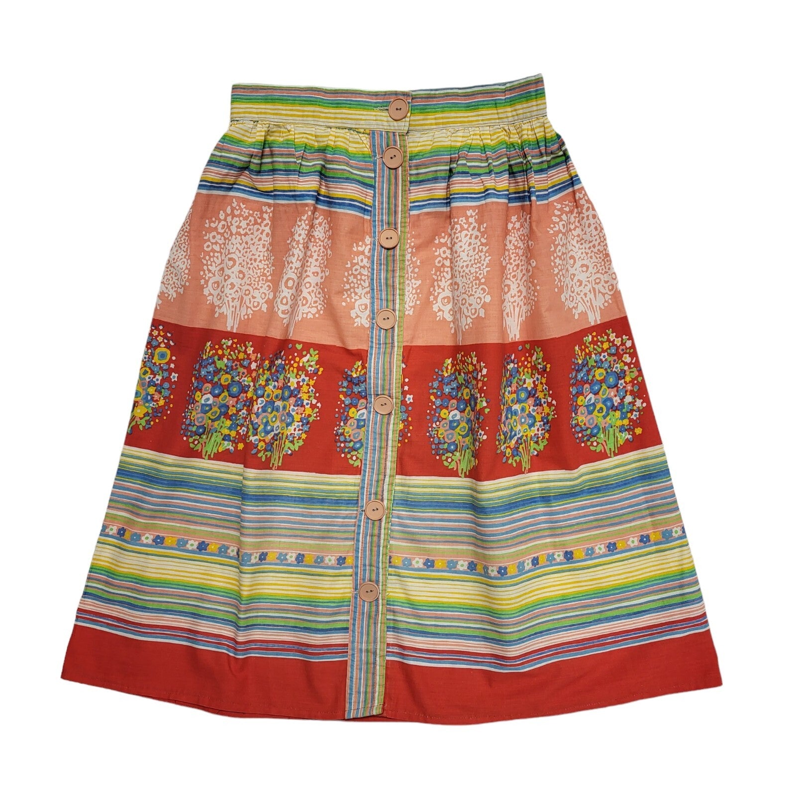 Dorothy Perkins Vintage 80's Multicoloured  Floral Button Skirt Womens UK 10