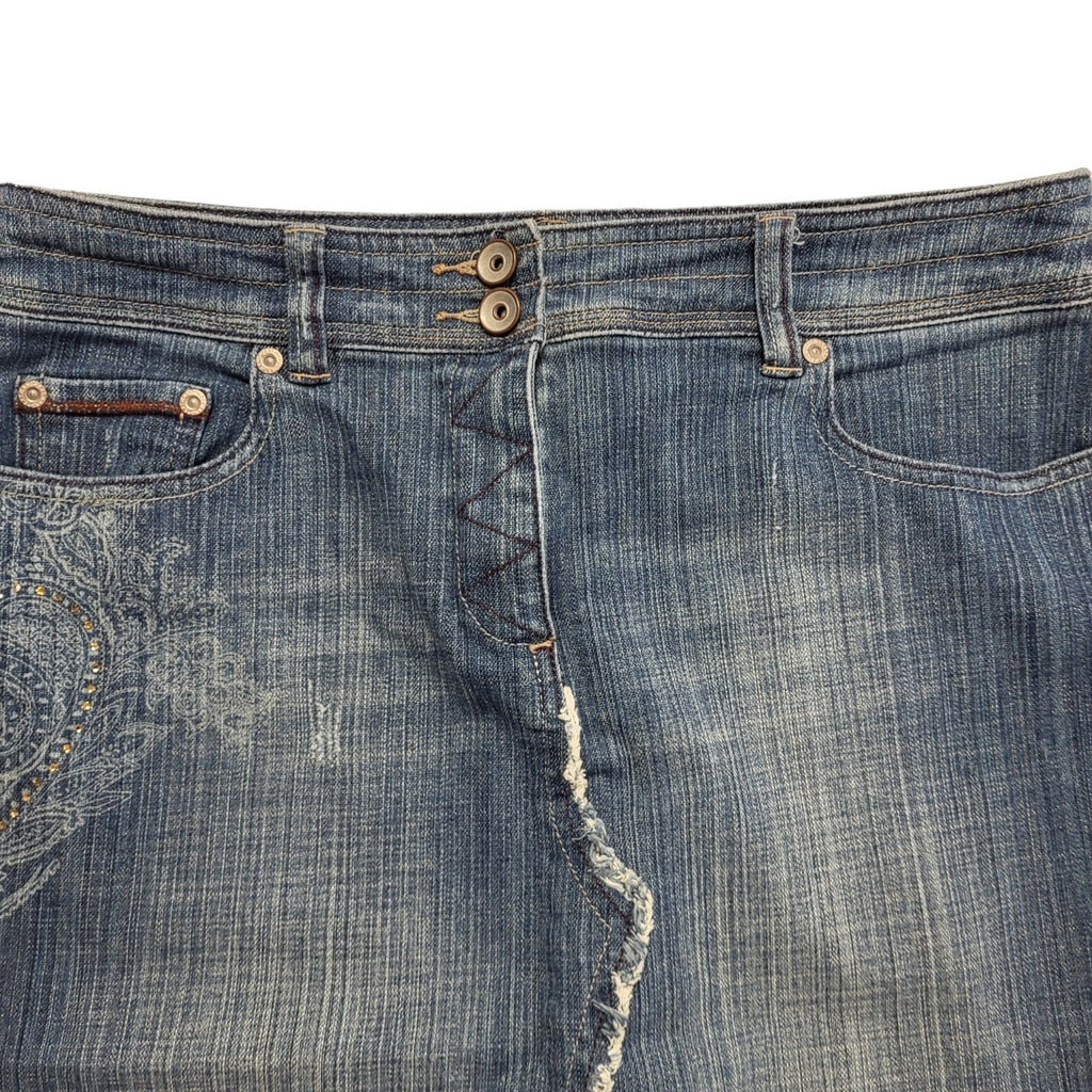 Next Vintage Y2K   Midi A-Line Denim Skirt Womens UK 12 W30