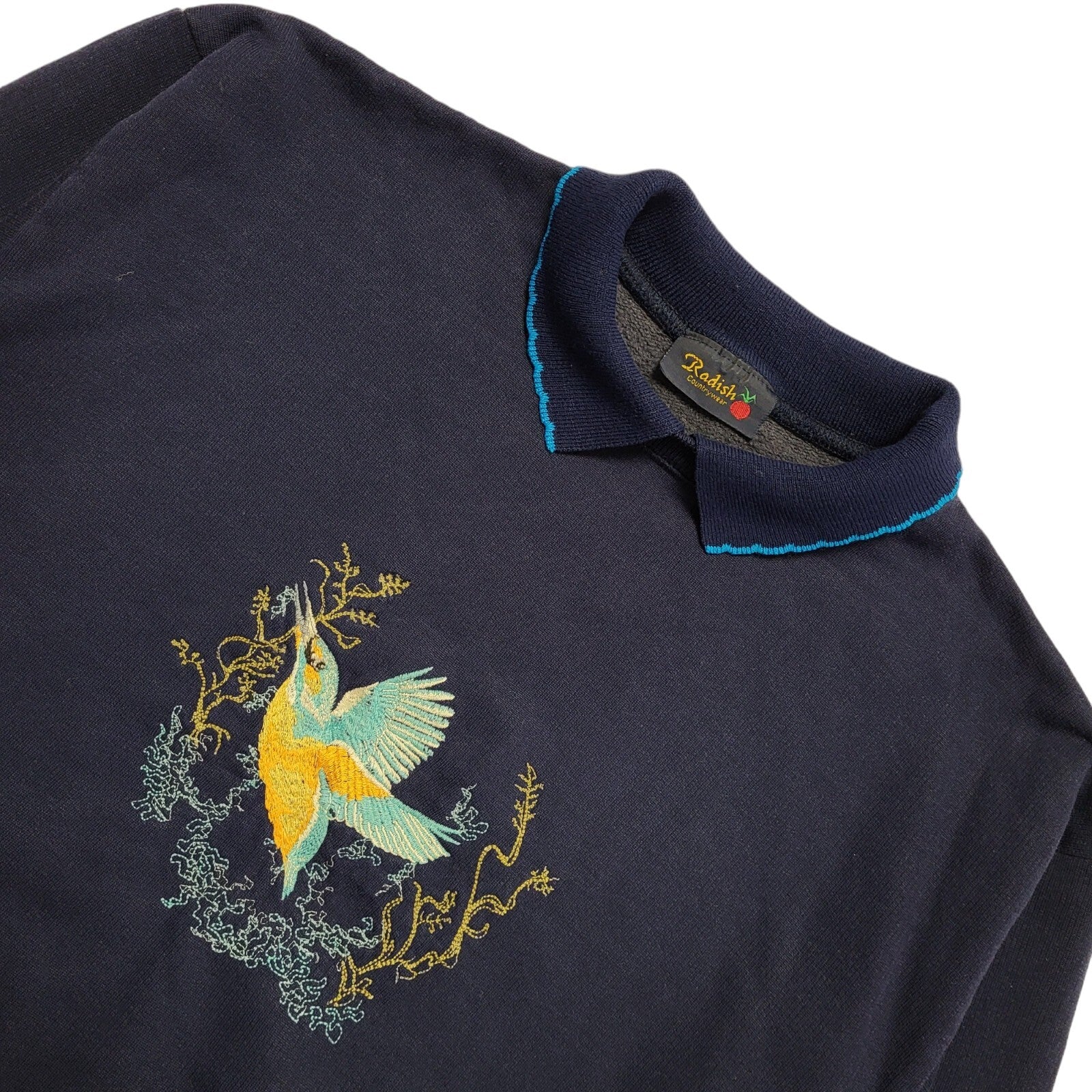 Radish 80s Vintage Navy Blue Cottage Core Sweatshirt Uk Women's Size XL