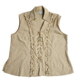 La Verite Beige Lace Up Ruffle Sleeveless Top 90's Women's UK Size XXL