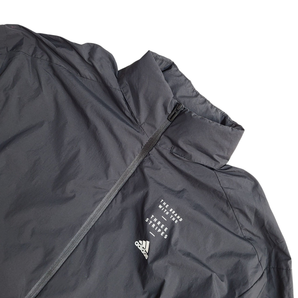 Adidas Windbreaker Jacket Black Y2k Hooded UK Women's Size M 10