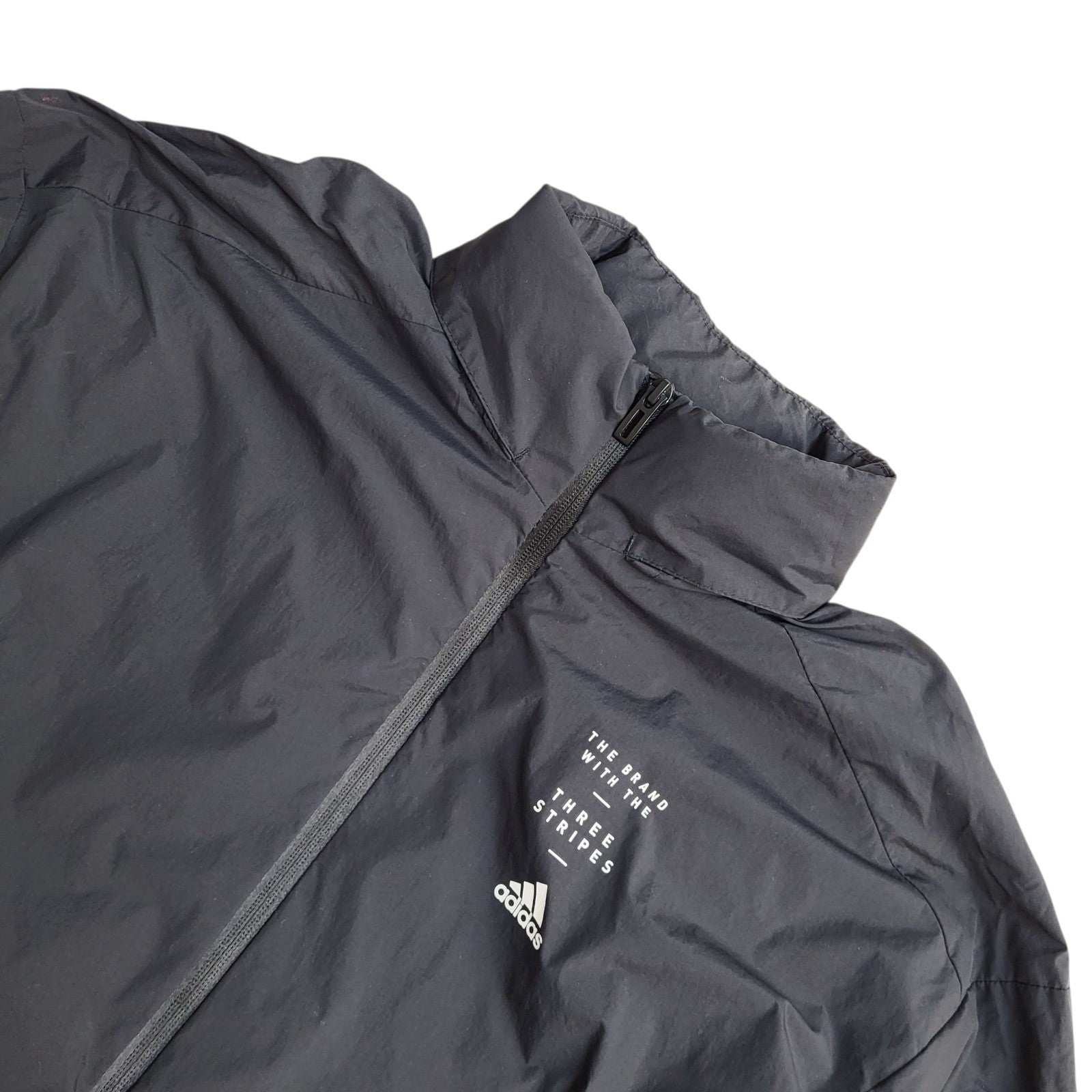 Adidas Windbreaker Jacket Black Y2k Hooded UK Women's Size M 10