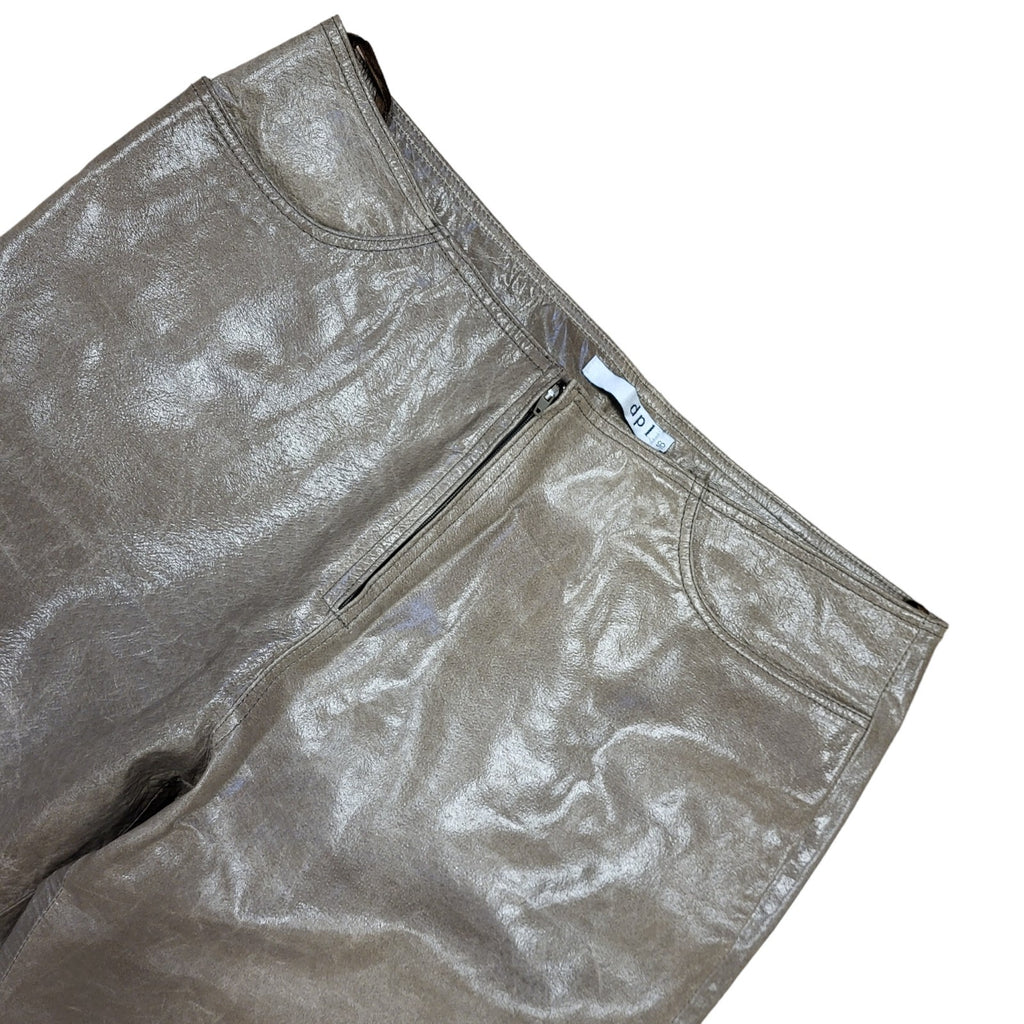 DPL Vintage 90s Brown Wide Leg Leather Trousers Uk Women's Size 16 W32 L31