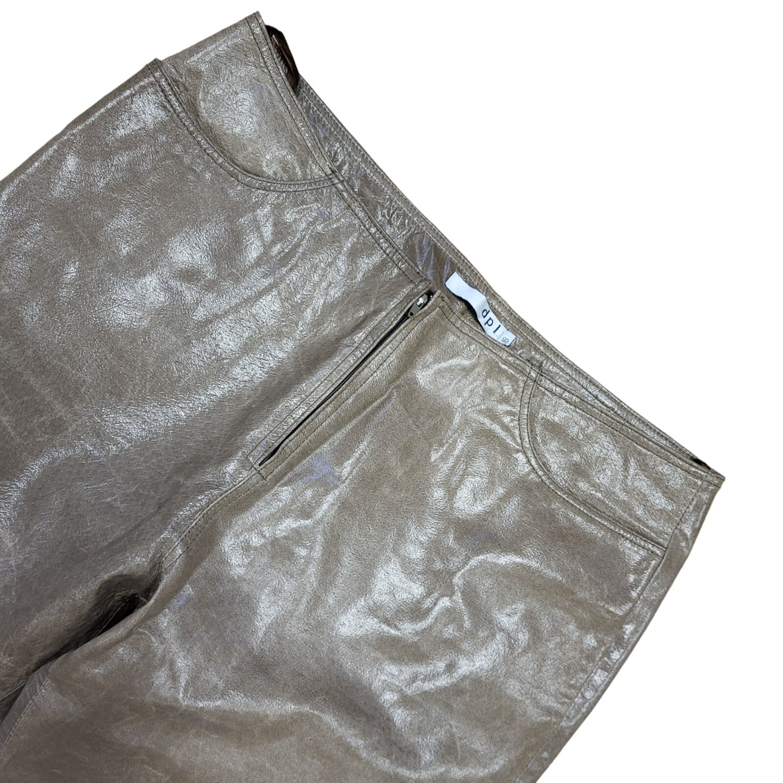 DPL Vintage 90s Brown Wide Leg Leather Trousers Uk Women's Size 16 W32 L31