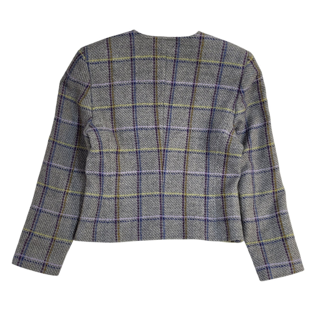 I. 1981 Grey Purple Jacket  Check Cropped Vintage UK Women's Size L