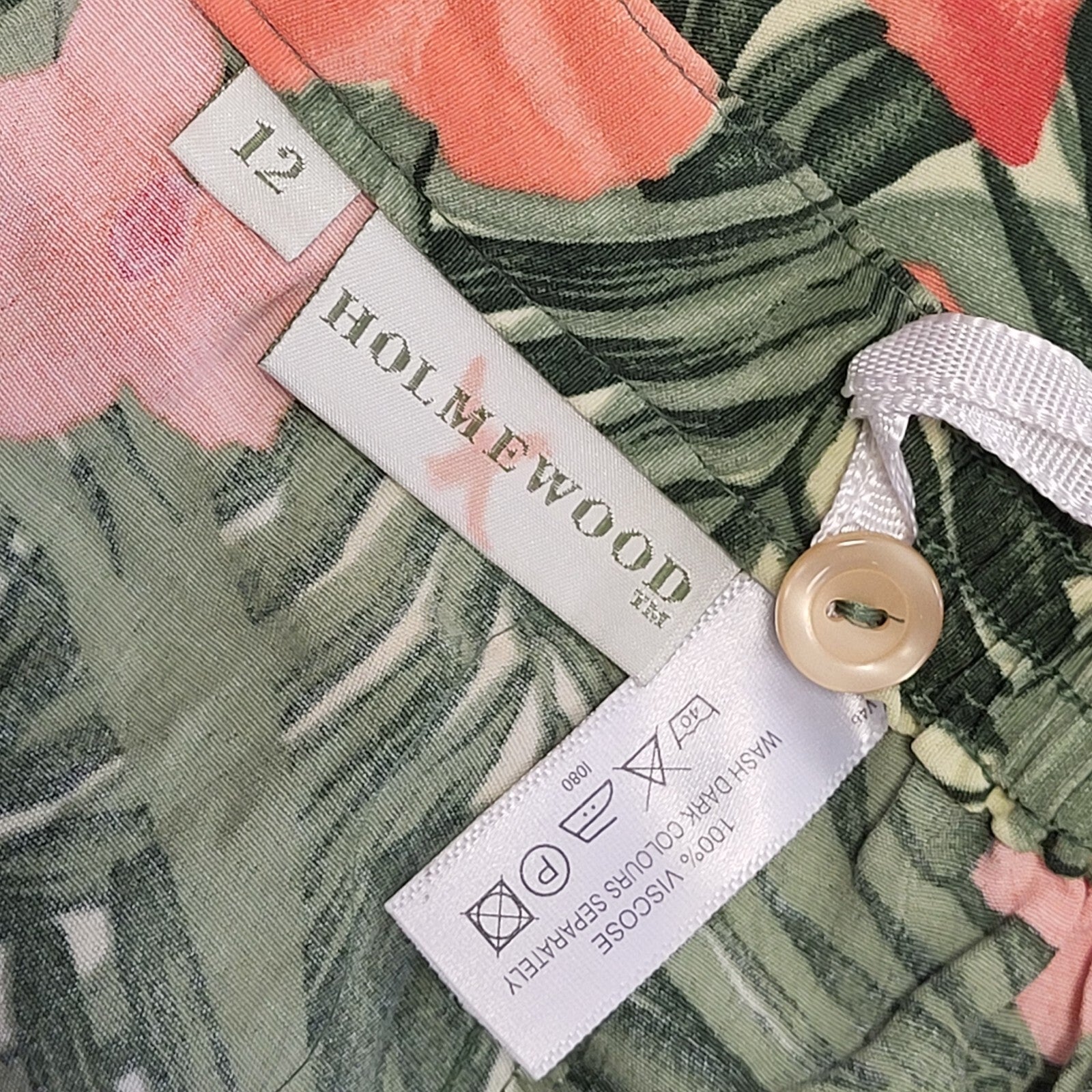 Holmewood Vintage 90s Green Pink Floral Skirt Uk Women's Size 12