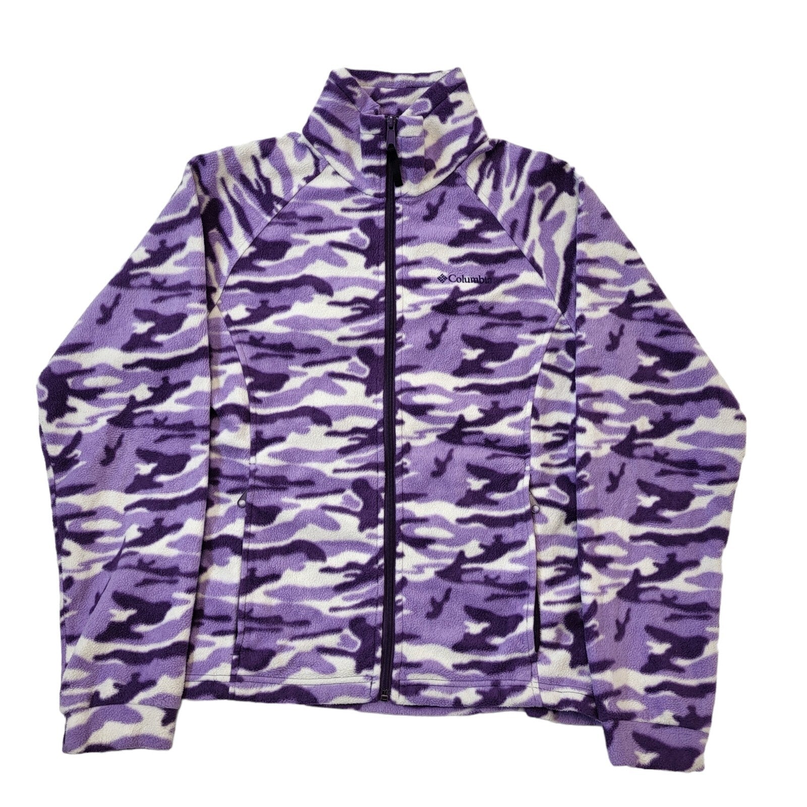 Columbia Purple Camo Zip Up Fleece Jacket Boy's/Girls Size XL