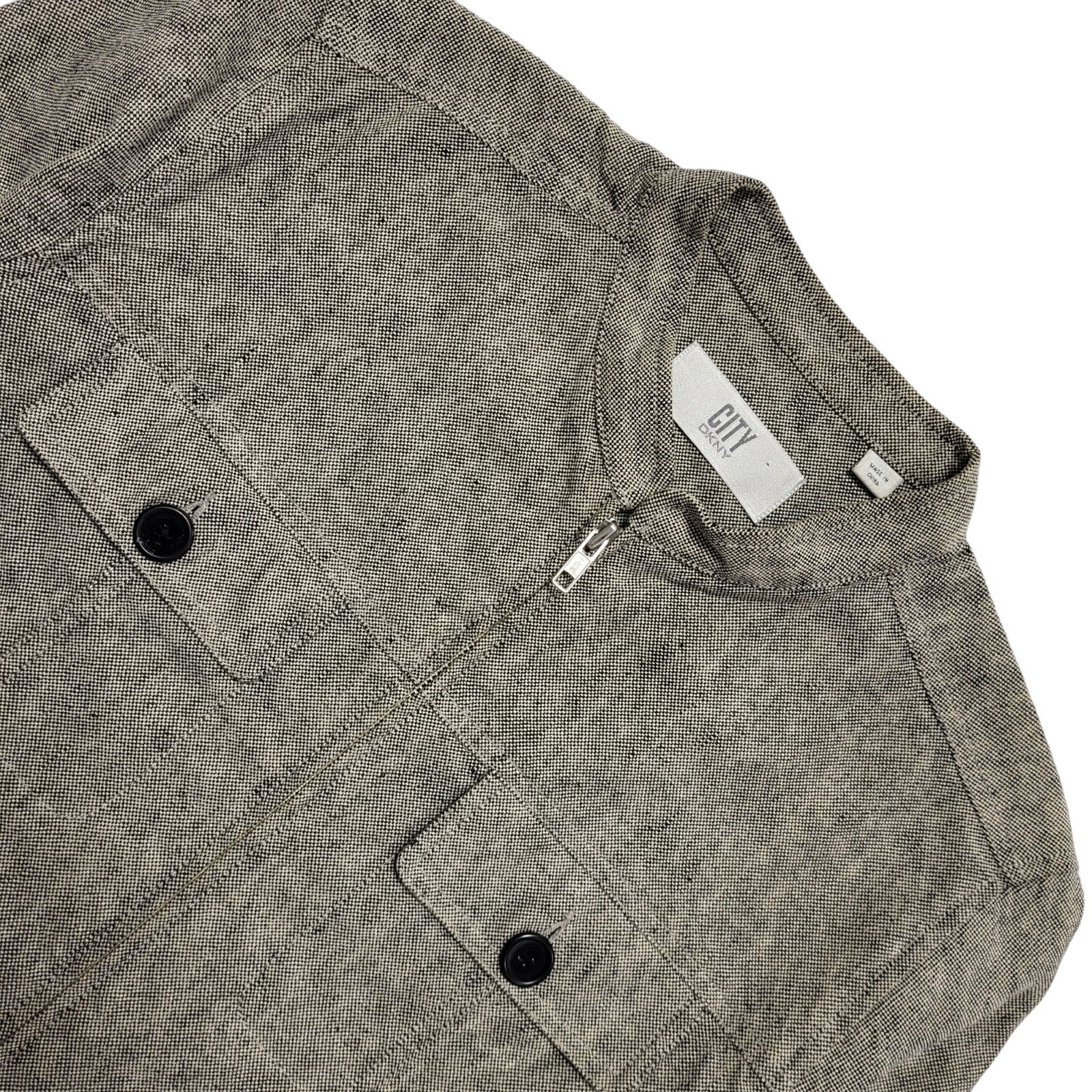 DKNY Y2k Grey Zipped Dress Jacket Uk Women's Size 8