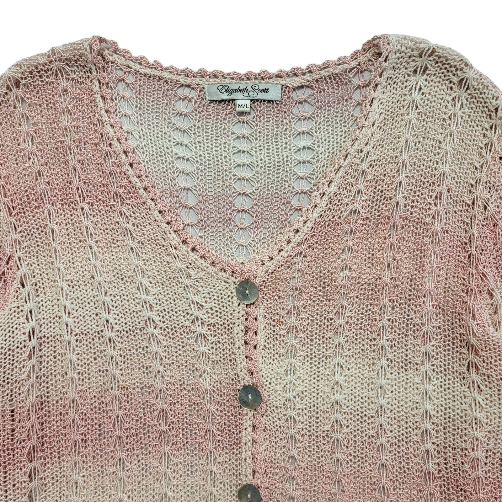 Elizabeth Scott 90s Vintage Pink Button Cardigan Uk Women's Size M/L