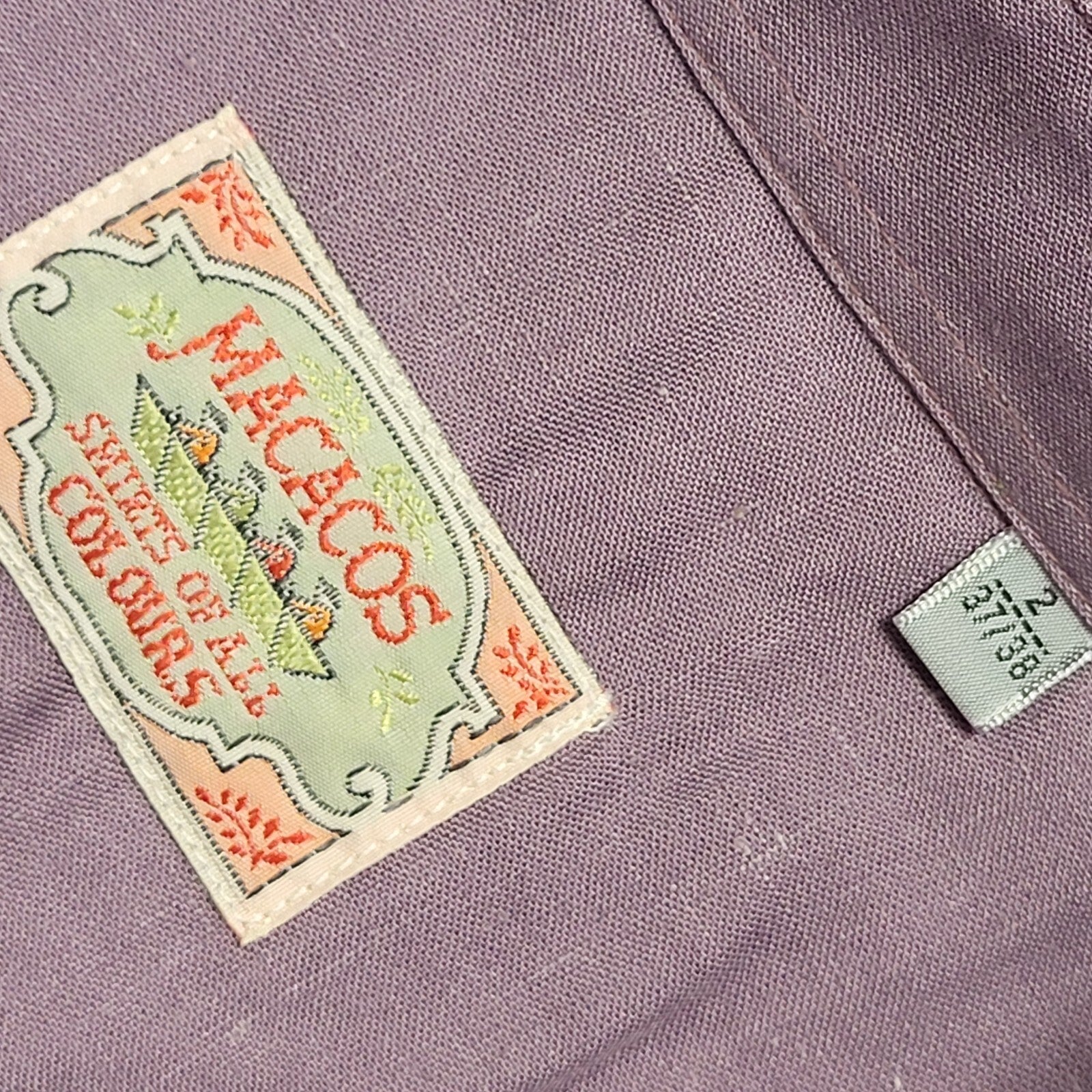 Macacos Vintage 90's Purple Short Sleeve Shirt Mens UK Size M