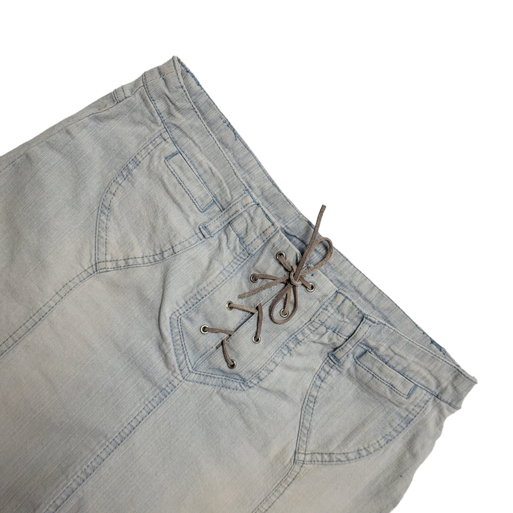 Pilot Y2k Light Blue Lace-Up Short Denim Skirt Uk Women's Size 10