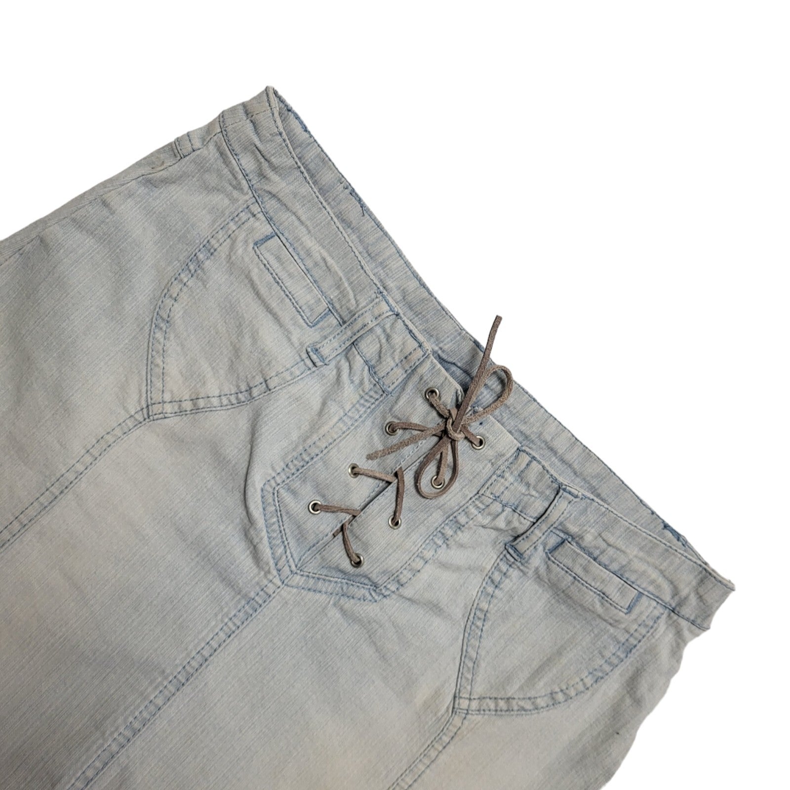 Pilot Y2k Light Blue Lace-Up Short Denim Skirt Uk Women's Size 10