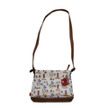 Santoro White Red Blue Fabric Leather Shoulder Bag Uk Women's 12" x 9"