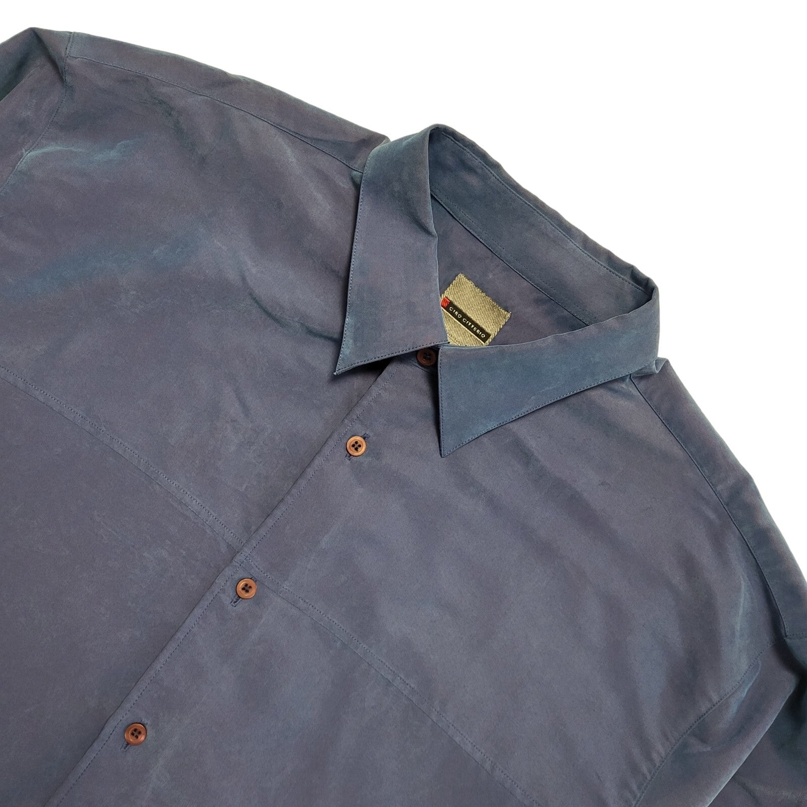 Ciro Citterio Vintage 90's Blue Long Sleeve Shirt Men's UK Size X Large