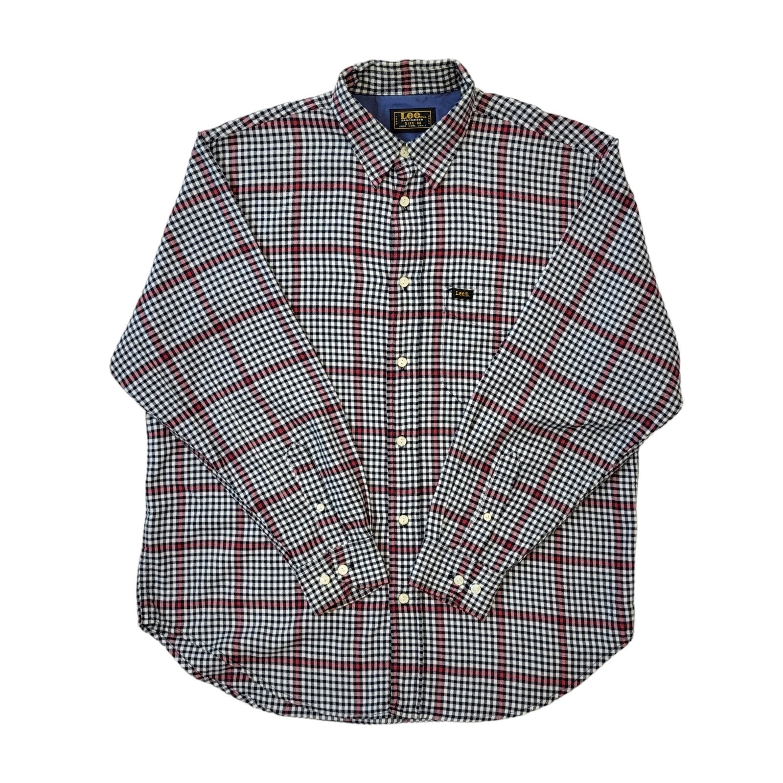 90s Vintage Lee Black White Check Cotton Shirt Men's Size Medium