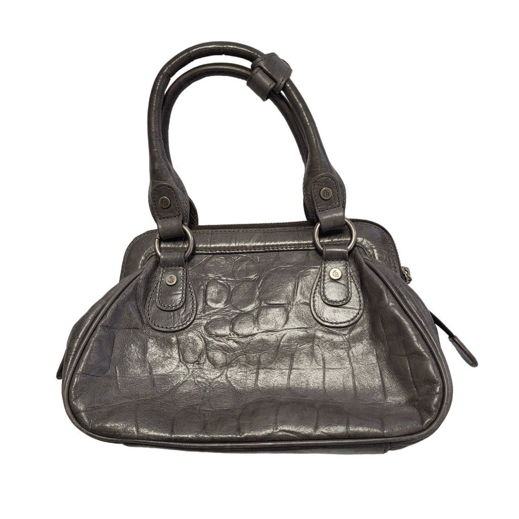 CB Grey Leather Hand Bag Uk Women's Size 10" x 7"
