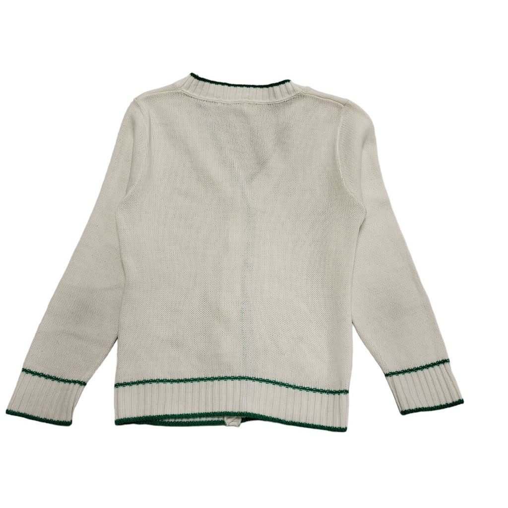 Vintage 80's White & Green Button Up Cardigan UK Womens Size XS