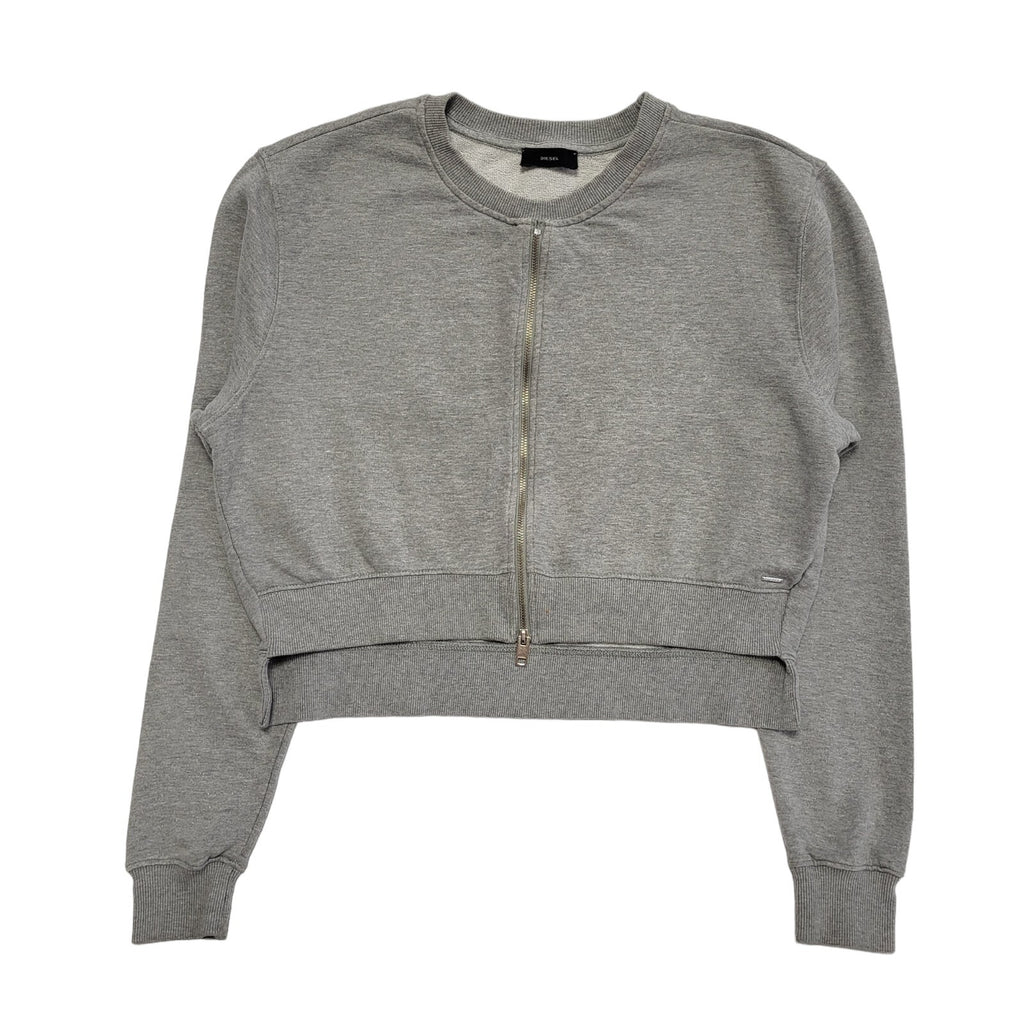 Diesel Grey Y2K Vintage Full Zip Cropped Jacket UK Women's Size M