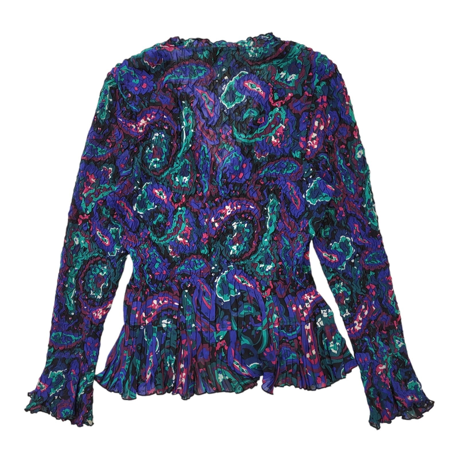East Y2K Purple, Green & Blue Retro Abstract Tie Front Blouse Women's Size 14