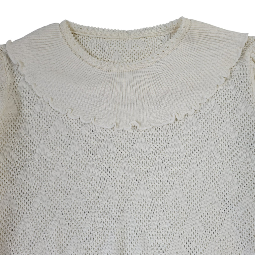 Vintage 80s Cream Roll Neck Long Sleeve Knitted Jumper Uk Women's Size 8/10