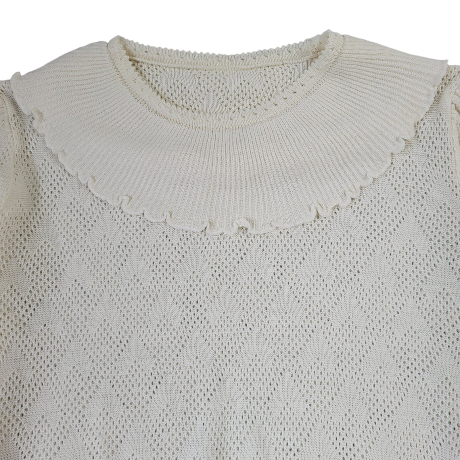 Vintage 80s Cream Roll Neck Long Sleeve Knitted Jumper Uk Women's Size 8/10