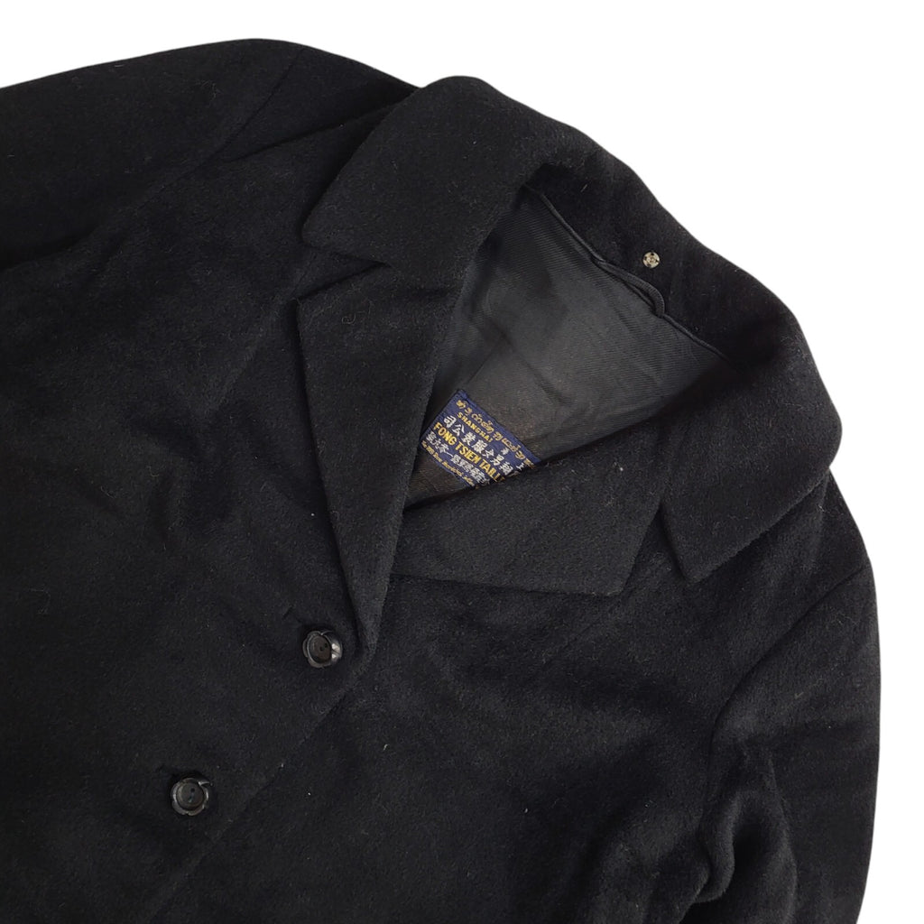 Vintage 90s Button Black Wool Overcoat UK Women's Size 16