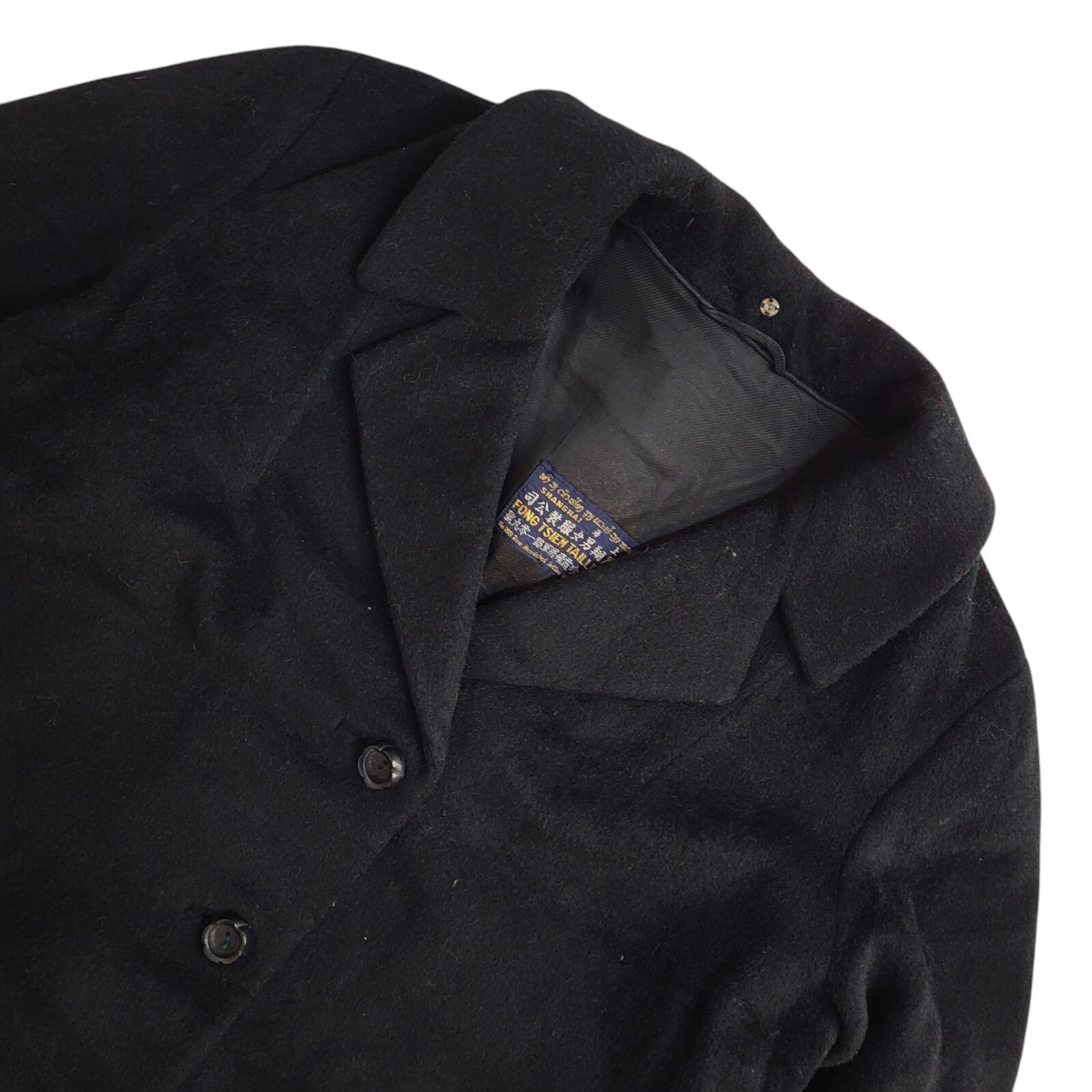 Vintage 90s Button Black Wool Overcoat UK Women's Size 16