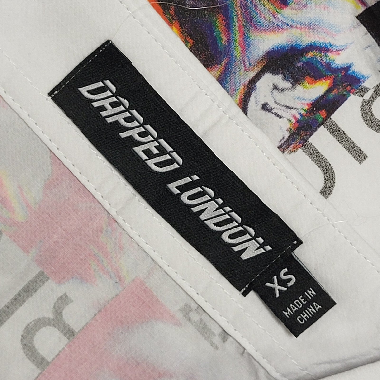 Dapped London Vintage Y2K White Short Sleeve Shirt Mens UK Size XS