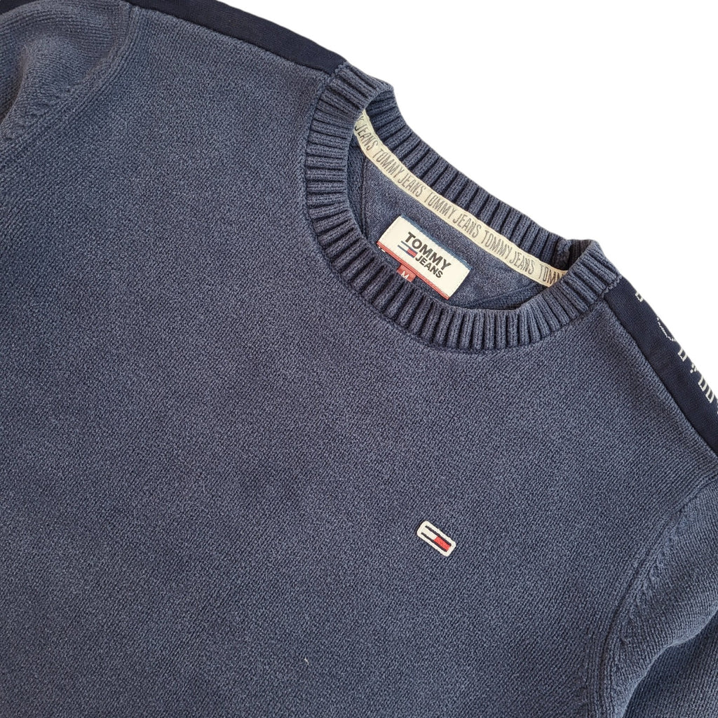 Tommy Hilfiger Navy Blue Y2k Crew Neck Jumper Uk Men's Size Medium