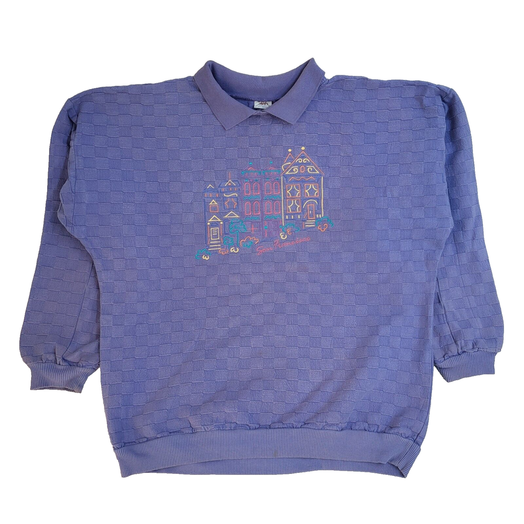 Vintage 90's Purple Collared Jumper UK Men's Size XL
