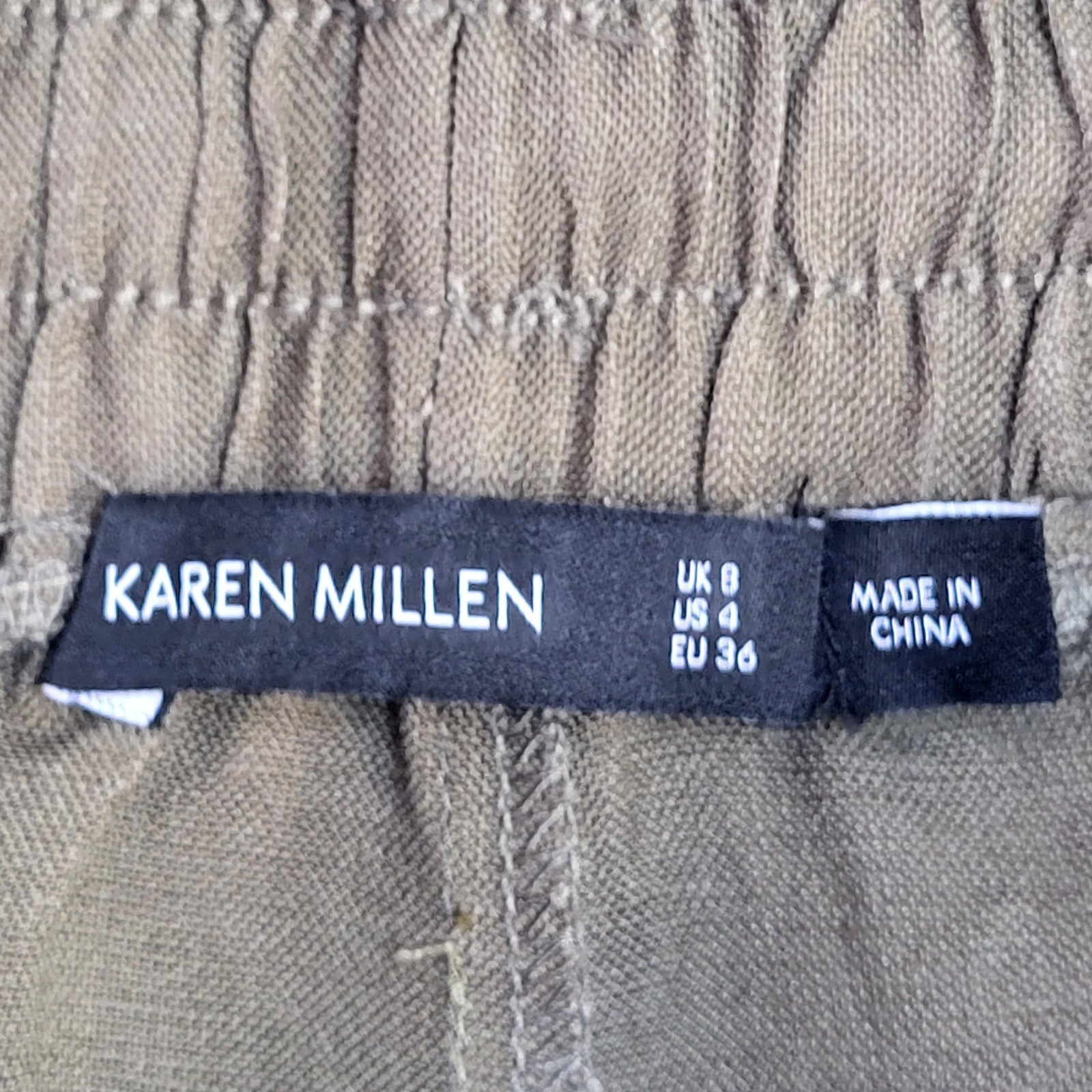 Karen Millen Y2K Green Wide Leg Linen Trousers Women's Size 8 W26 L30
